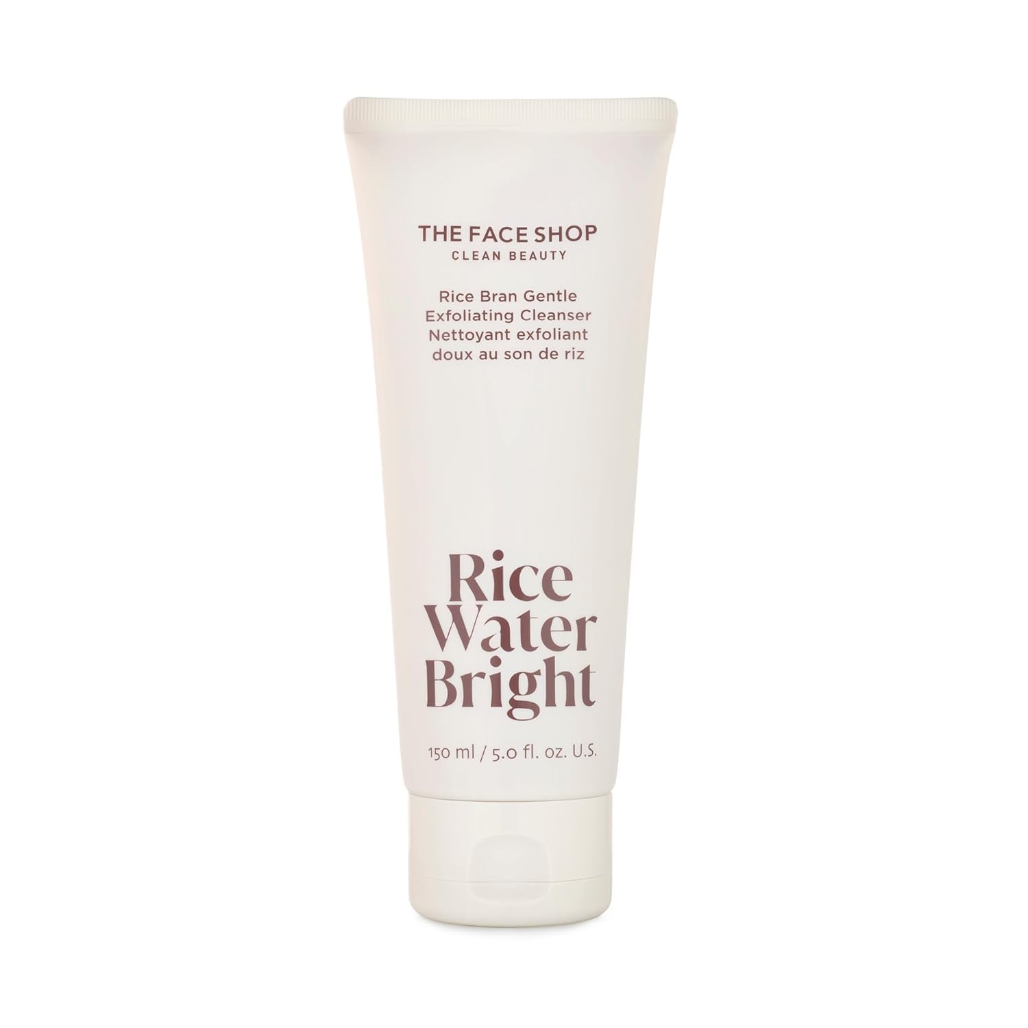 The Face Shop Rice Water Bright Rice Bran Gentle Exfoliating Cleanser - Hydrating, Moisturizing & Brightening Face Cleanser - Vegan Exfoliating Face Wash Face Scrub - Korean Skin Care Face Exfoliator