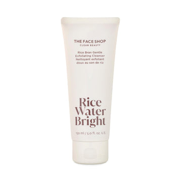 The Face Shop Rice Water Bright Rice Bran Gentle Exfoliating Cleanser - Hydrating, Moisturizing & Brightening Face Cleanser - Vegan Exfoliating Face Wash Face Scrub - Korean Skin Care Face Exfoliator