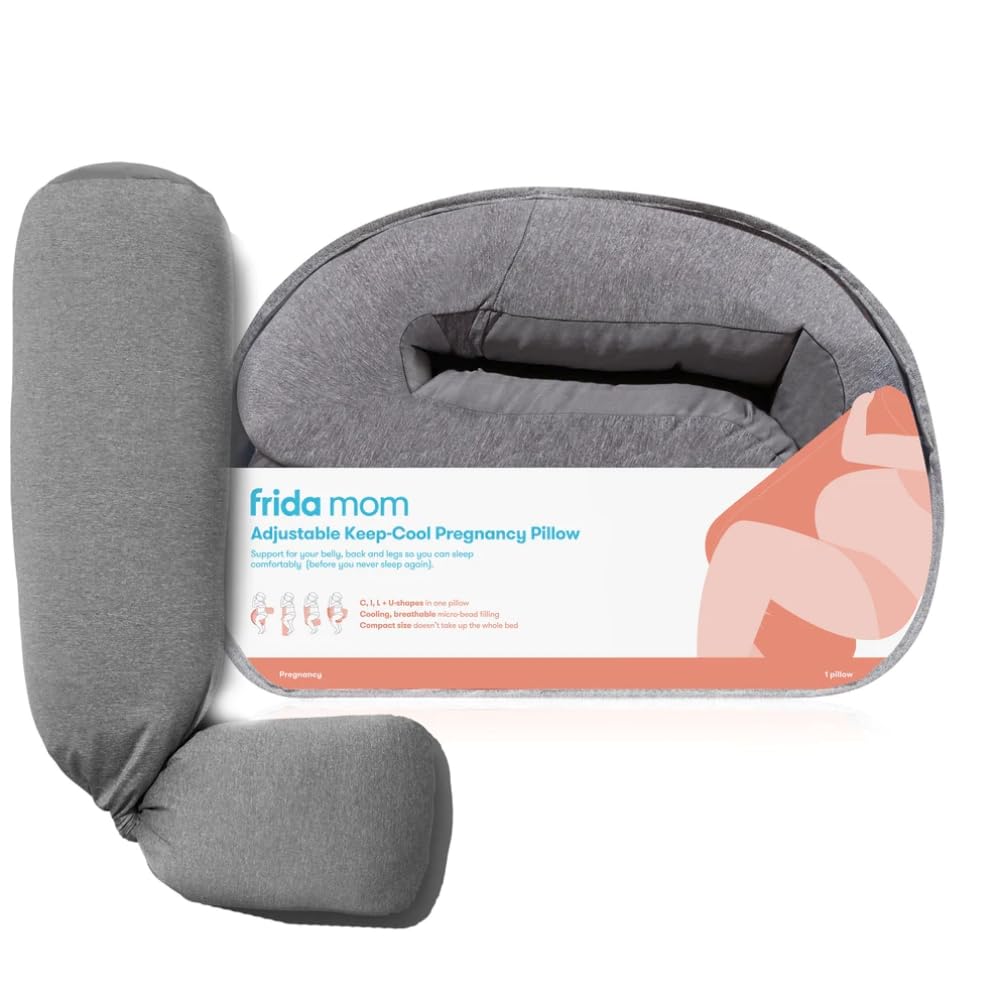 Frida Mom Pregnancy Pillow, Body Pillow, Cooling Pillow, Adjustable For Comfortable Sleep And Pregnancy Belly Support, Back Support, And Leg Support, Gray