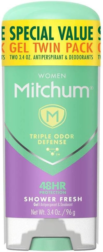 Mitchum Women's Deodorant, Antiperspirant Stick, Triple Odor Defense Gel, 48 Hr Protection, Shower Fresh, 3.4 Oz (Pack of 2)