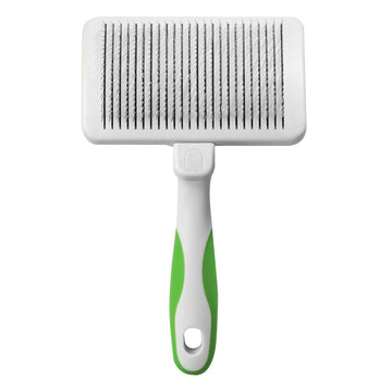 Andis 40160 Self-Cleaning Animal Slicker Brush - Grooming Brush for Pet Deshedding Fur - Reduces Shedding Up to 90%, Removes Tangles, Dirt & Loose Hair - Ideal Gift for Pet Lovers – White,Silver Small