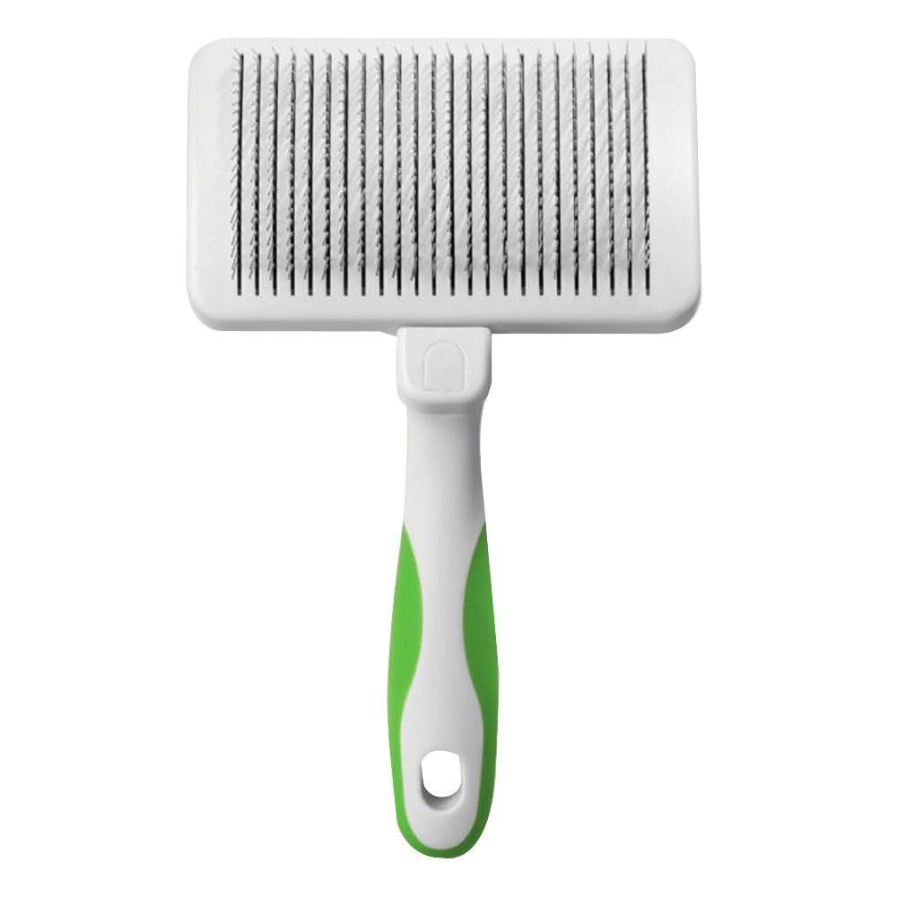 Andis 40160 Self-Cleaning Animal Slicker Brush - Grooming Brush For Pet Deshedding Fur - Reduces Shedding Up To 90%, Removes Tangles, Dirt & Loose Hair - Ideal Gift For Pet Lovers – White,Silver Small