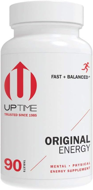 Uptime Maximum Energy Tablets - Premium Blend - 325Mg Natural Caffeine Per Serving, Calcium, Magnesium, Zinc, Coq10, 5-Htp, Zero Calories