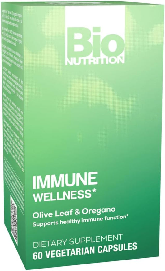 Bio Nutrition Immune Wellness Supplement 60 Vegetarian Capsules | Olive Leaf And Oregano | Minerals And Antioxidants For General Health Support | Immune Support