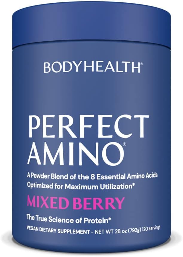 Bodyhealth Perfectamino Powder - Bcaa And Eaa Powder For Pre And Post Workout - Amino Acid Energy Drink Powder For Men And Women To Support Lean Muscle And Recovery - Mixed Berry - 120 Servings