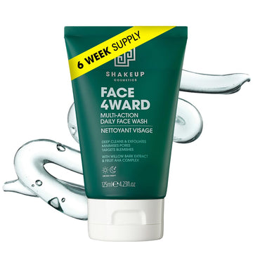 Mens Face Wash, Deep Cleans & Exfoliates. Vegan With Willow Bark Extract & Fruit Aha Complex, Suitable For Day & Night, 125Ml. Aka. Face4Ward Daily Face Wash