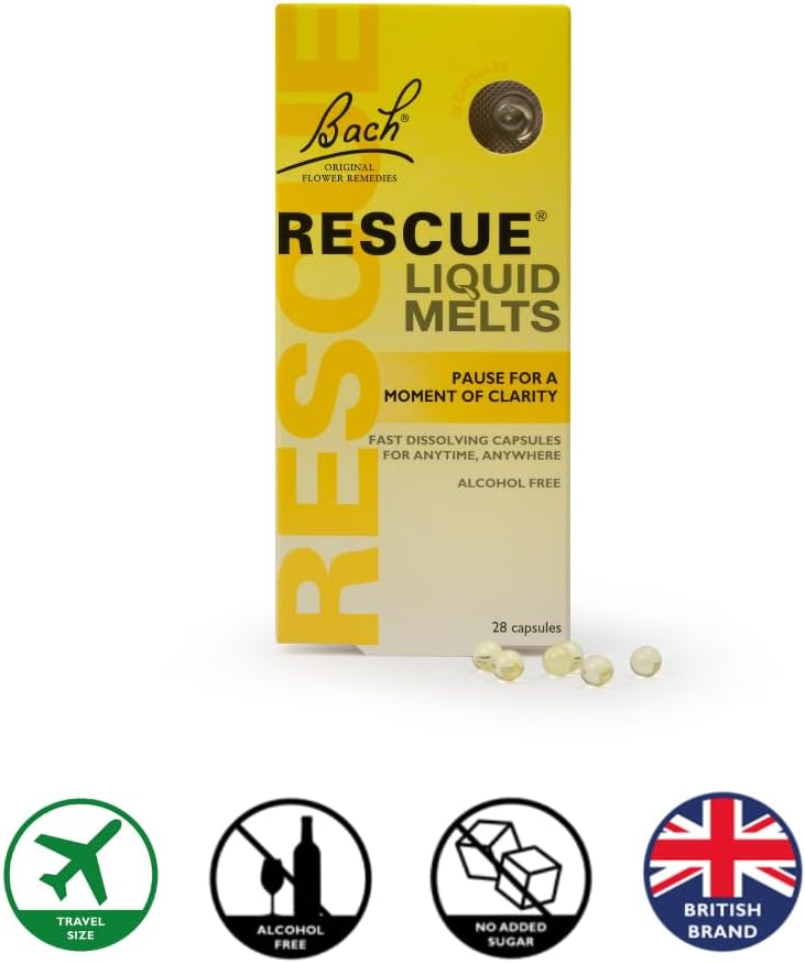 Rescue Remedy Day Liquid Melts, Alcohol Free, Flower Essences, Emotional Wellness and Balance, Travel Size, 28 Fast Dissolving Capsules : Health & Household