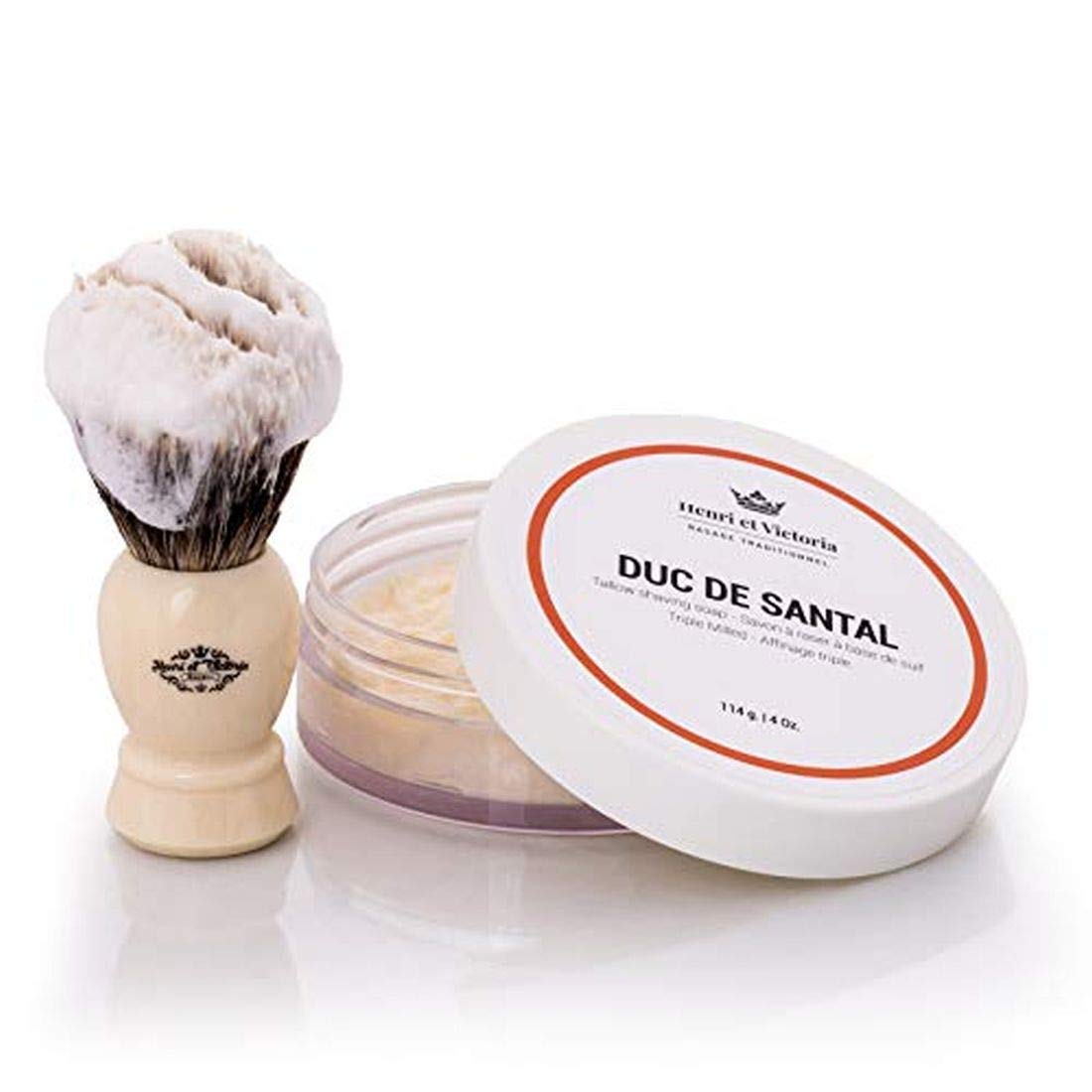 Henri Et Victoria Traditional Shaving Soap For Men | Duc De Santal Fragrance | Smooth Shave, Lathers Up Nicely, Long-Lasting Scent | Triple Milled Soap, Canadian Made By Skilled Artisan 114 G (4 Oz) : Beauty & Personal Care