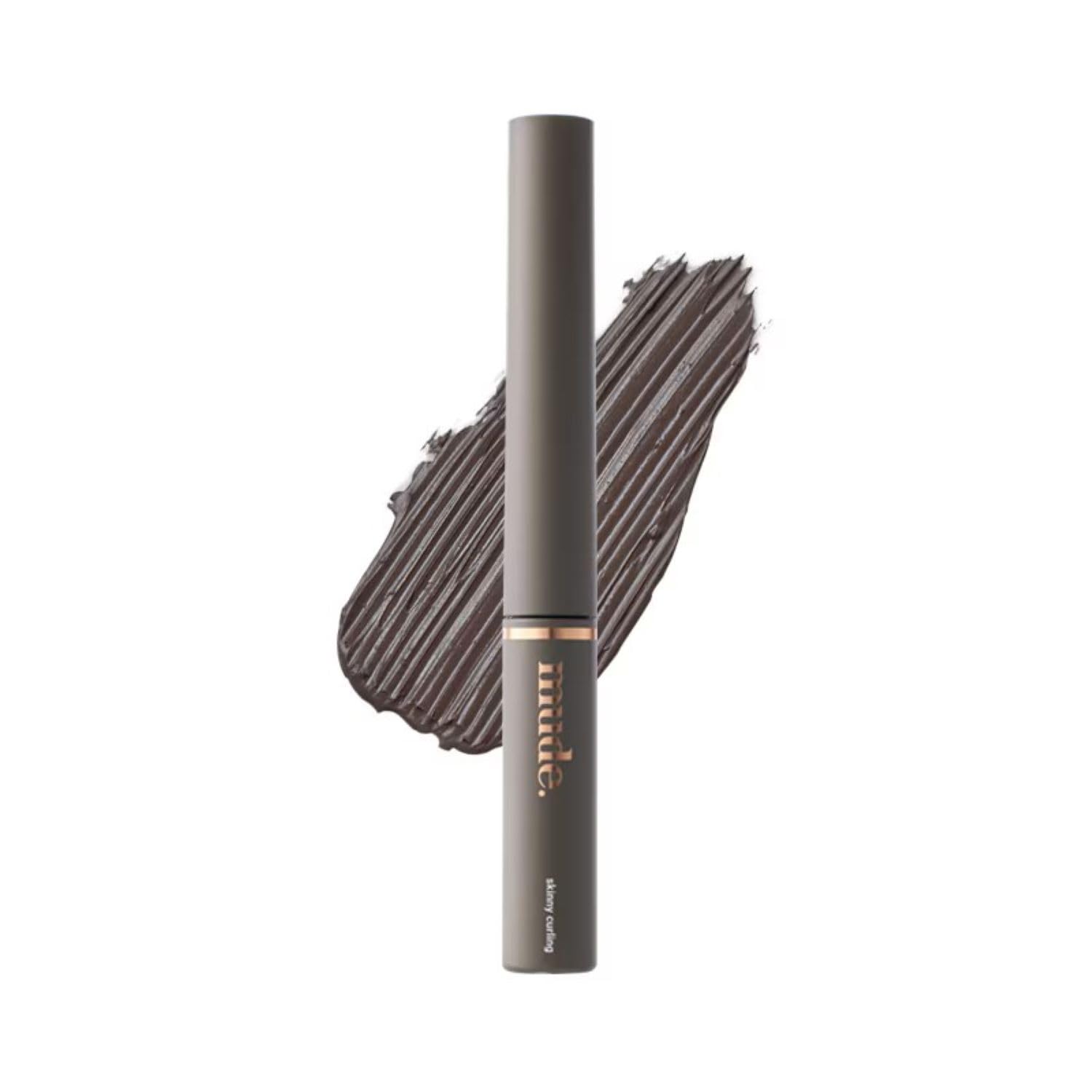 Mude Inspire Skinny Curling & Multi-Fixer Volumizing Curling Mascara For Dramatic Lashes Smudge-Proof Water-Proof Stays On All Day (04 Ash Brown)