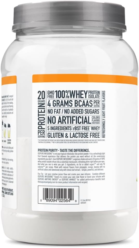 Isopure Protein Powder, Clear Whey Isolate Protein, Post Workout Recovery Drink Mix, Gluten Free with Zero Added Sugar, Infusions- Citrus Lemonade, 36 Servings, 1.98 LB : Health & Household