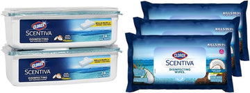 Clorox Scentiva Disinfecting Wet Mopping Cloths,Pacific Breeze & Coconut,24 Wet Refills(Pack Of 2)& Clorox Scentiva Wipes,Bleach Free Cleaning Wipes,Pacific Breeze & Coconut,75Count(Pack Of 3) Bundle