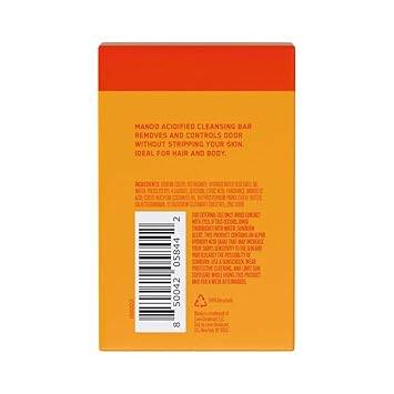 Mando Acidified Cleansing Bar - 24-Hour Odor Control - Removes Odor Better Than Soap - Moisturizing Formula - Sls Free, Paraben Free - Safe For Sensitive Skin - Bourbon Leather