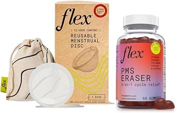 Flex Reusable Disc - Reusable Menstrual Disc + Pms Eraser - Natural Gummies To Help With Pms Symptoms (Bundle)