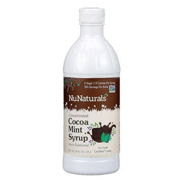 Nunaturals Stevia Syrup, Sugar-Free Sweetener, Plant-Based Sugar Substitute, Zero Calorie, Sugar-Free Syrup, Cocoa Mint, 16 Oz