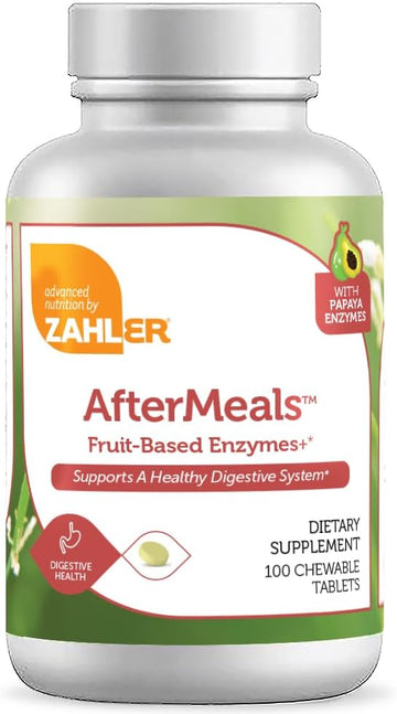 Zahler Aftermeals, Natural Antacid Chews, Papaya Enzyme Chewable Tablets, Digestive Aid Supplement, Certified Kosher, 100 Chewable Tablets