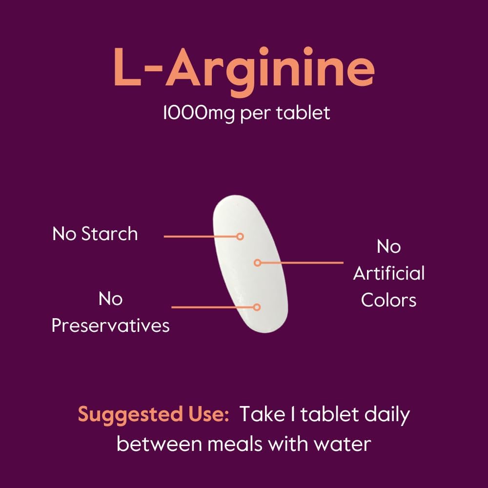 Bestvite L-Arginine 1000Mg Per Tablet (240 Tablets) – Pharmaceutical Grade – Contains 20% More Pure Arginine Compared To Arginine Hcl – Nitric Oxide Precursor* : Health & Household