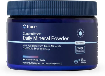 Trace Minerals Concentrace Daily Mineral Powder 60 Servings - 700Mg Of Concentrace Per Serving (17 Drops) Full Spectrum For Whole Body Wellness- Blue Acai Flavor