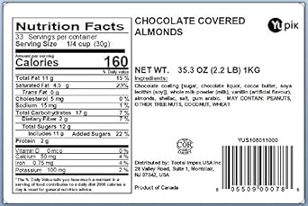 Yupik Milk Chocolate Covered Almonds, 2.2 Lb, Kosher, Whole Nuts, Almonds Dipped In Fine Milk Chocolate, Crunchy & Smooth, Chocolate Candy, Classic Sweet Snacks