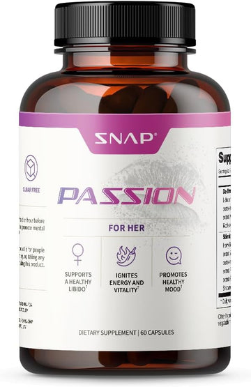 Snap Supplements Passion for Her, Support Healthy Libido, Promote Healthy Mood, Energy and Vitality, Horny Goat Weed, L-Theanine, Passionflower, 60 Capsules