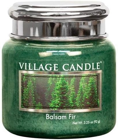 Village Candle Balsam Fir Petite Jar Candle, 3.25 Oz, Traditions Collection, Green