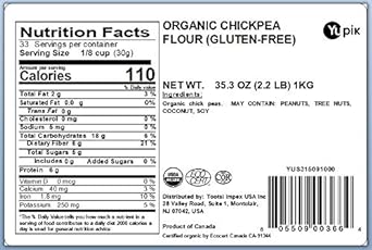 Yupik Organic Gluten-Free Chickpea Flour, 2.2 lb, Non-GMO, Vegan