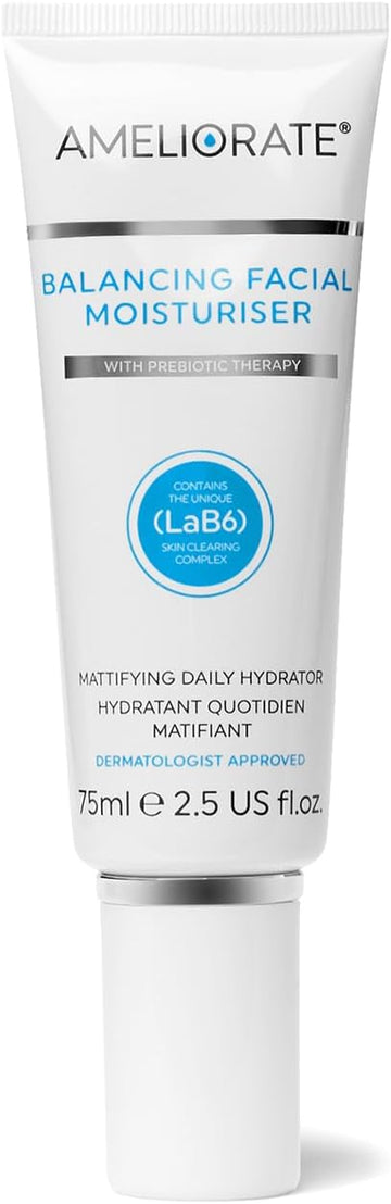 Ameliorate Balancing Facial Moisturiser 75Ml | Lab6, Lactic Acid, Polysaccharides | Dermatologically Tested