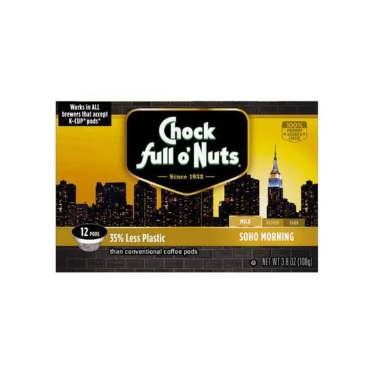 Chock Full o'Nuts Soho Side Morning Mild Roast, K-Cup Compatible Pods (72 Count) - Arabica Coffee in Eco-Friendly Keurig-Compatible Single Serve Cups
