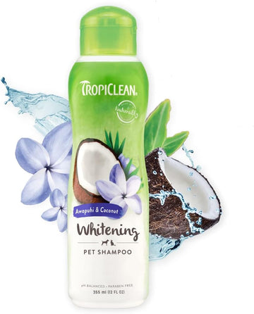 TropiClean Dog Shampoo Grooming Supplies - Whitening Dog and Cat Shampoo for Whitening Coats - Soap and Paraben Free -Derived from Natural Ingredients - Used by Groomers - Awapuhi & Coconut, 355ml?TRAWSH12Z
