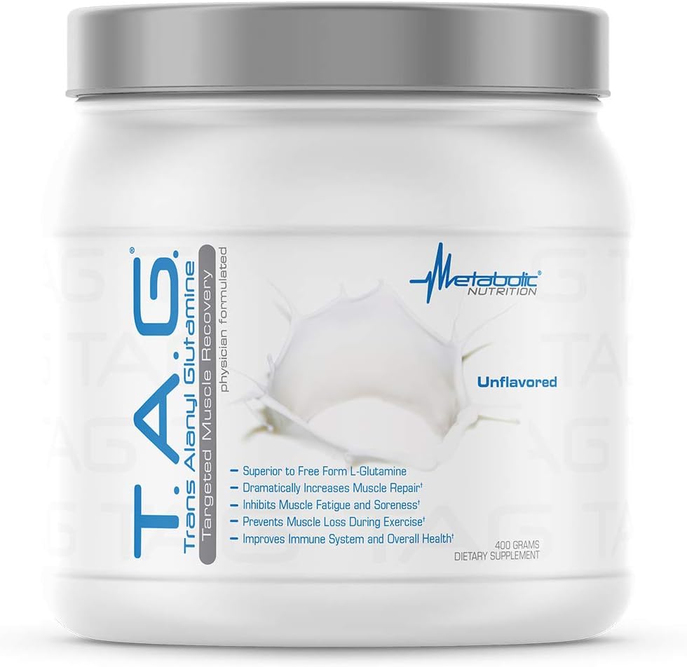 Metabolic Nutrition, Tag, Trans Alanyl Glutamine, 100% L-Glutamine Peptide Powder, Pre Intra Post Workout Supplement, 400 Grams (40 Servings) (Green Apple)