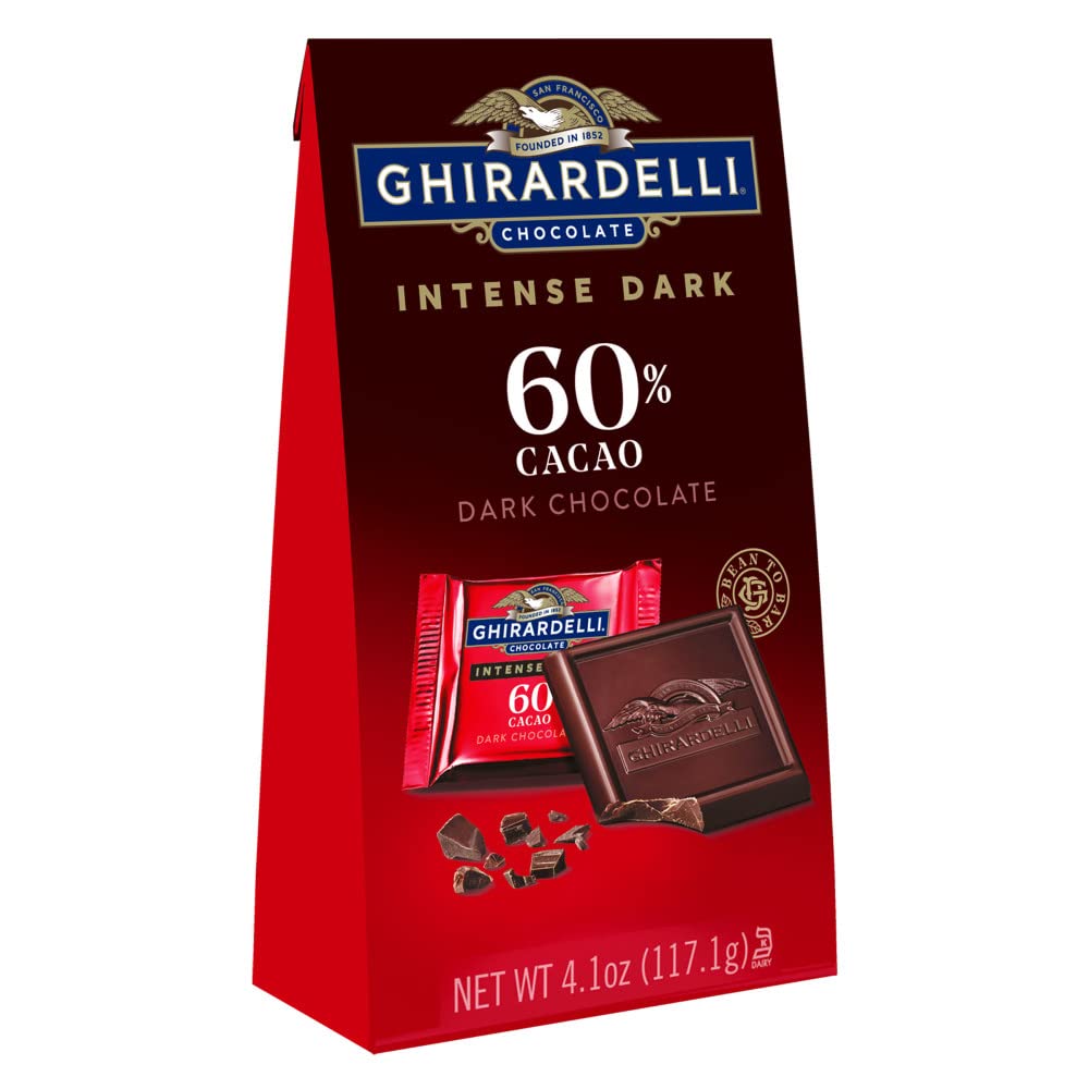 Ghirardelli Intense Dark Chocolate Squares, 60% Cacao, 4.1 Oz Bag (Pack Of 6)