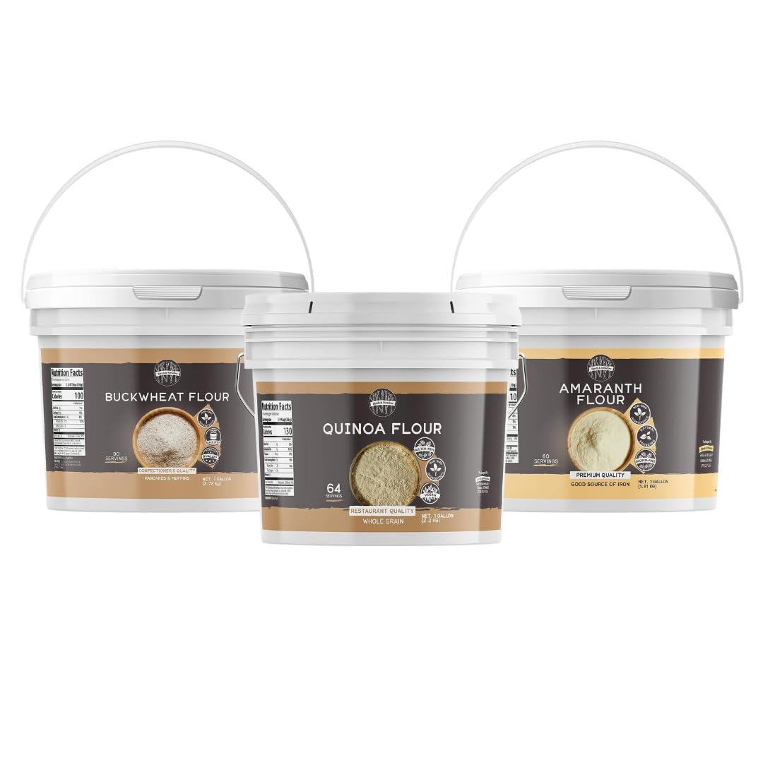 Birch & Meadow Amaranth Flour, Quinoa Flour, & Buckwheat Flour Bundle (1 Gallon Buckets), Versatile Ingredients, Breads & Baked Goods, Flavorful
