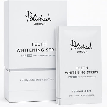 Polished London Teeth Whitening Strips - Whitening Strips For Sensitive Teeth - Enamel-Safe, No Residue, Peroxide Free Stain Remover- Premium Kit With Shade Guide, 14-Day Plan