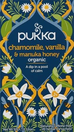 Pukka Herbs, Calming Chamomile, Vanilla & Manuka Honey Organic Herbal Tea, Soothing Organic Tea Infusion Selection, Honey & Fennel Blend, 20 Tea Bags