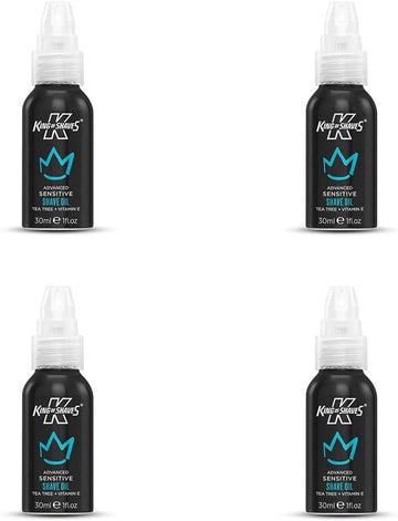 King Of Shaves Advanced Sensitive Shaving Oil For Men With Handy Pump, For A Close And Comfortable Shave, Shave Oil For Men 4X30Ml