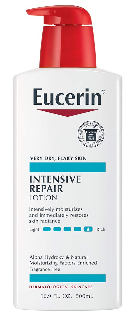 Eucerin Intensive Repair Body Lotion For Dry Skin With Alpha Hydroxy, Body Moisturizer For Very Dry Skin, Moisturizes, Exfoliates And Conditions, Paraben Free And Fragrance Free, 16.9 Fl Oz Bottle