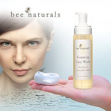 Bee Naturals Self Foaming Face Wash - Light, Foamy Cleanser for Oily & Troubled Skin - Soothes Inflammation - Rose, Grapefruit, Tea Tree and Lavender Essential Oils Plus Feverfew Extract - 8floz : Beauty & Personal Care