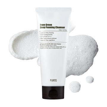 Purito From Green Deep Foaming Cleanser 150Ml / 5.07 Fl.Oz, Ph 5.5, Plant-Based, Natural Ingredients, Cruelty-Free, Vegan