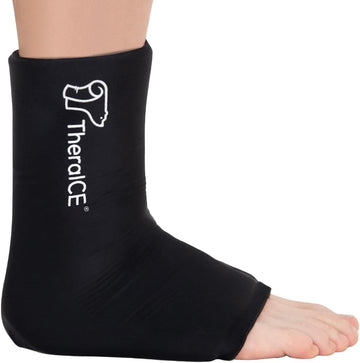 Theraice Ankle Ice Pack Wrap For Swelling, Reusable Ankle Ice Pack For Sprained Ankle Injuries, Cold Therapy Sock Compression, Plantar Fasciitis Relief, Achilles Tendonitis, Sore Feet, Foot & Heel