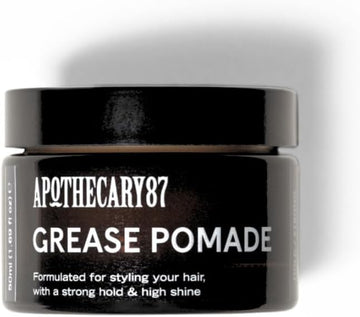 Apothecary 87 Grease Pomade | Premium Formulation | High Shine Finish, Strong Hold, Heavy Weight | All Hair Types | Hair Wax | 50Ml