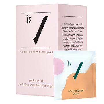 Jez Your Intima Wipes 30-Pack - Women's Feminine Care, Hygiene Products On the Go, Quick & Instant Freshness - Individually Packed Wet Wipe & Travel-Friendly, 100% Vegan & pH Balanced, External Use