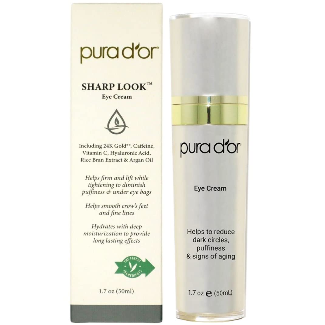 Pura D'Or Sharp Look Eye Cream (1.7Oz) Youth-Enhancing Eye Cream For Firm Lift And Reduced Appearance Of Wrinkles And Fine Lines, Puffiness And Under Eye Bags With 24K Gold