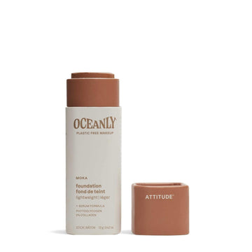 ATTITUDE Oceanly Light Coverage Foundation Stick, Titanium Dioxide-Free, EWG Verified, Plastic-Free, Vegan & Cruelty-free Makeup, Moka, 0.42 Ounces