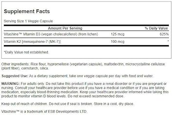 Swanson Extra Strength D3 & K2-5,000 Iu & 100 Mcg 60 Veg Caps