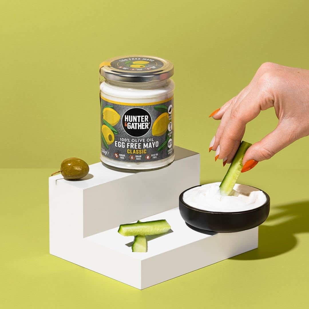 Product Image Hunter & Gather 100% Olive Oil Egg Free Classic Mayo 250g - Seed Oil Free, Keto & Vegan Friendly - No Added Sugar, Gluten & Soy Free : Amazon.co.uk: Grocery