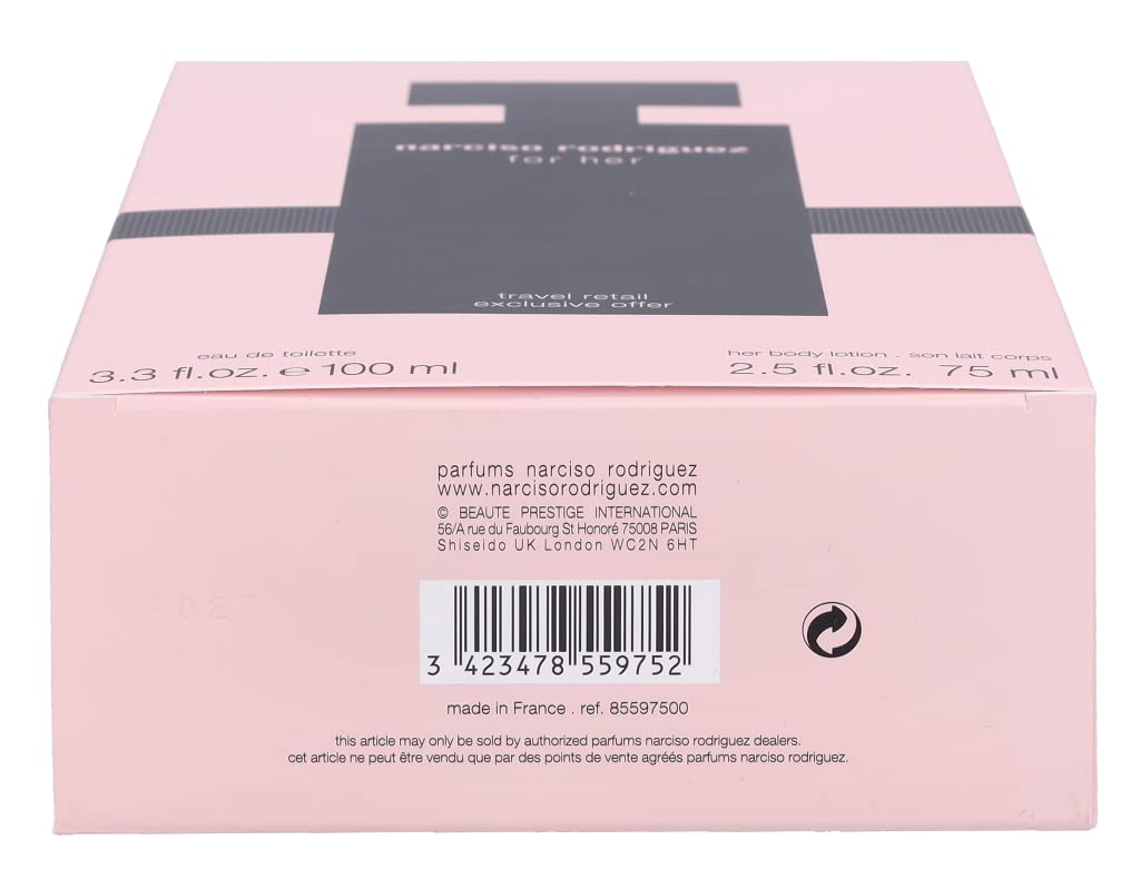 Narciso Rodriguez 2 Pc. Gift Set For Women Edt 3Oz + B/L 2.5 Oz, 3Fl Oz : Beauty & Personal Care