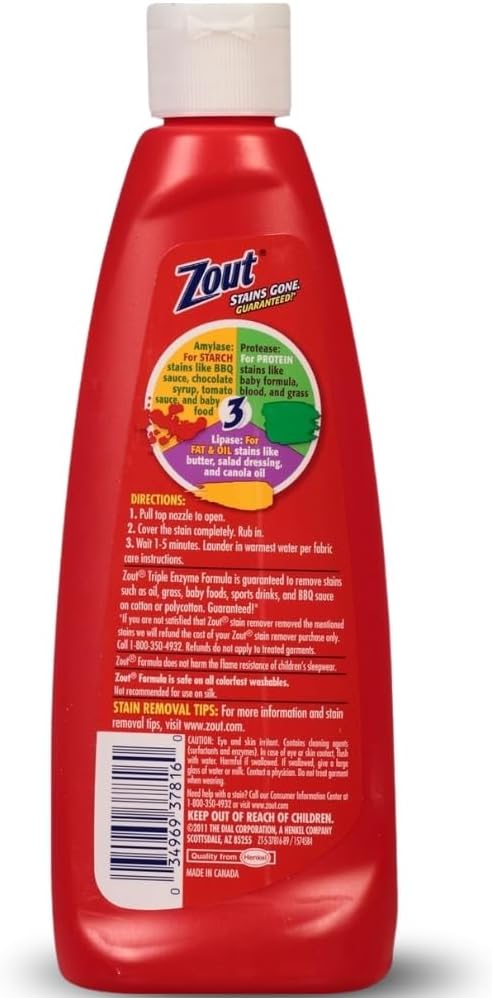 Zout Laundry Stain Remover, Triple Enzyme Formula, 12 Ounce : Health & Household