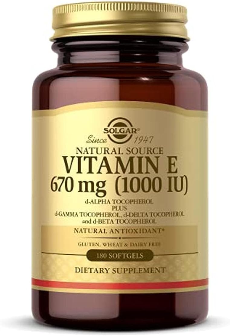 Solgar Vitamin E 670 Mg (1000 Iu), 100 Softgels - Natural Antioxidant, Skin & Immune System Support - Naturally-Sourced Vitamin E - Gluten Free, Dairy Free - 180 Servings