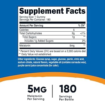 Nutricost Melatonin 5mg, 180 Gummies, Strawberry avored - Gluten Free, Non-GMO, No Corn Syrup