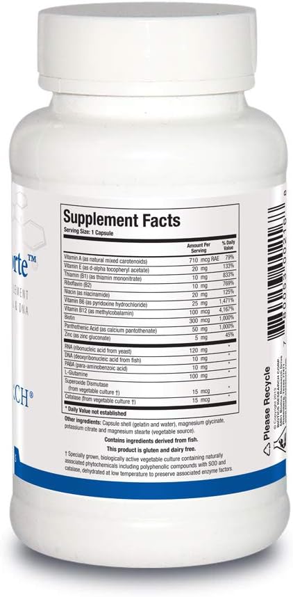 Biotics Research Nuclezyme-Forte™ – Rna/Dna B-Complex. Supplemental Source Of Rna And Dna. Fortified Multivitamin/Mineral Formula 90 Caps