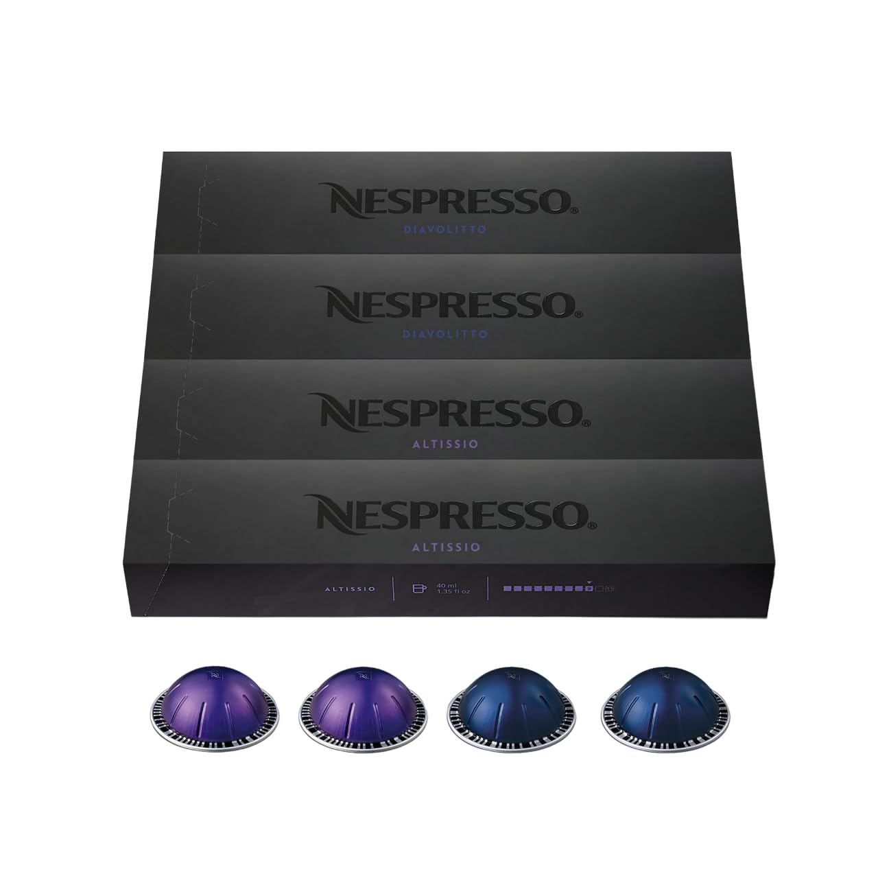 Nespresso Capsules Vertuoline, Espresso, Bold Variety Pack, Medium And Dark Roast Espresso Coffee, 40 Count Coffee Pods, Brews 1.35Oz, 1.35 Fl Oz (Pack Of 40)